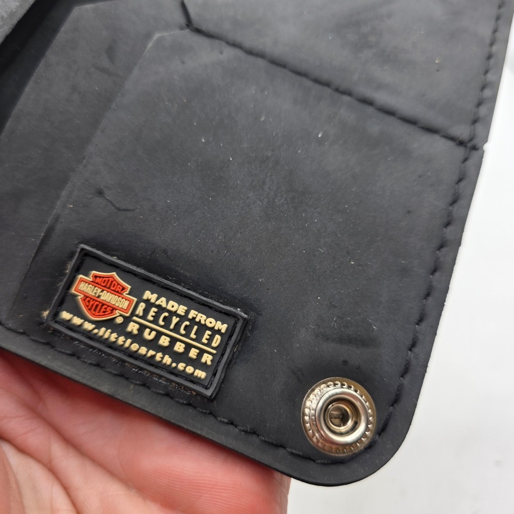 Harley Davidson Littlearth Recycled Rubber Chain Wallet Black Biker Bar Shield - Picture 5 of 10